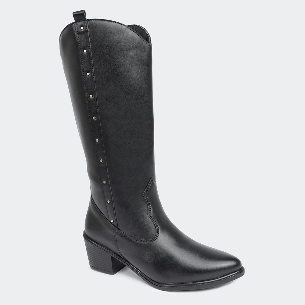 Bota Villa Griffe Western Hannah Cano Longo Preto - Villa Griffe