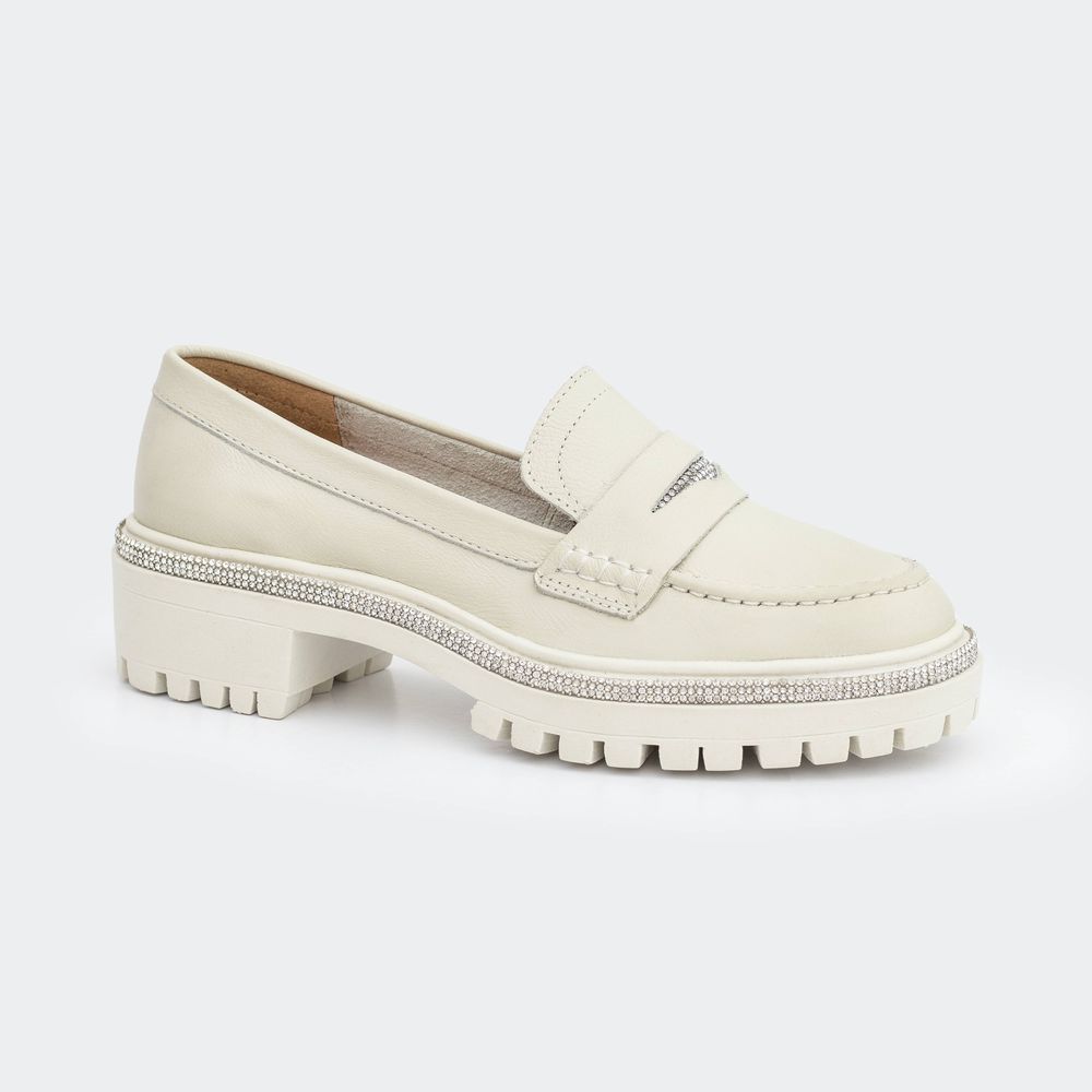 Mocassim Villa Griffe Glam - Duda Off White - Villa Griffe