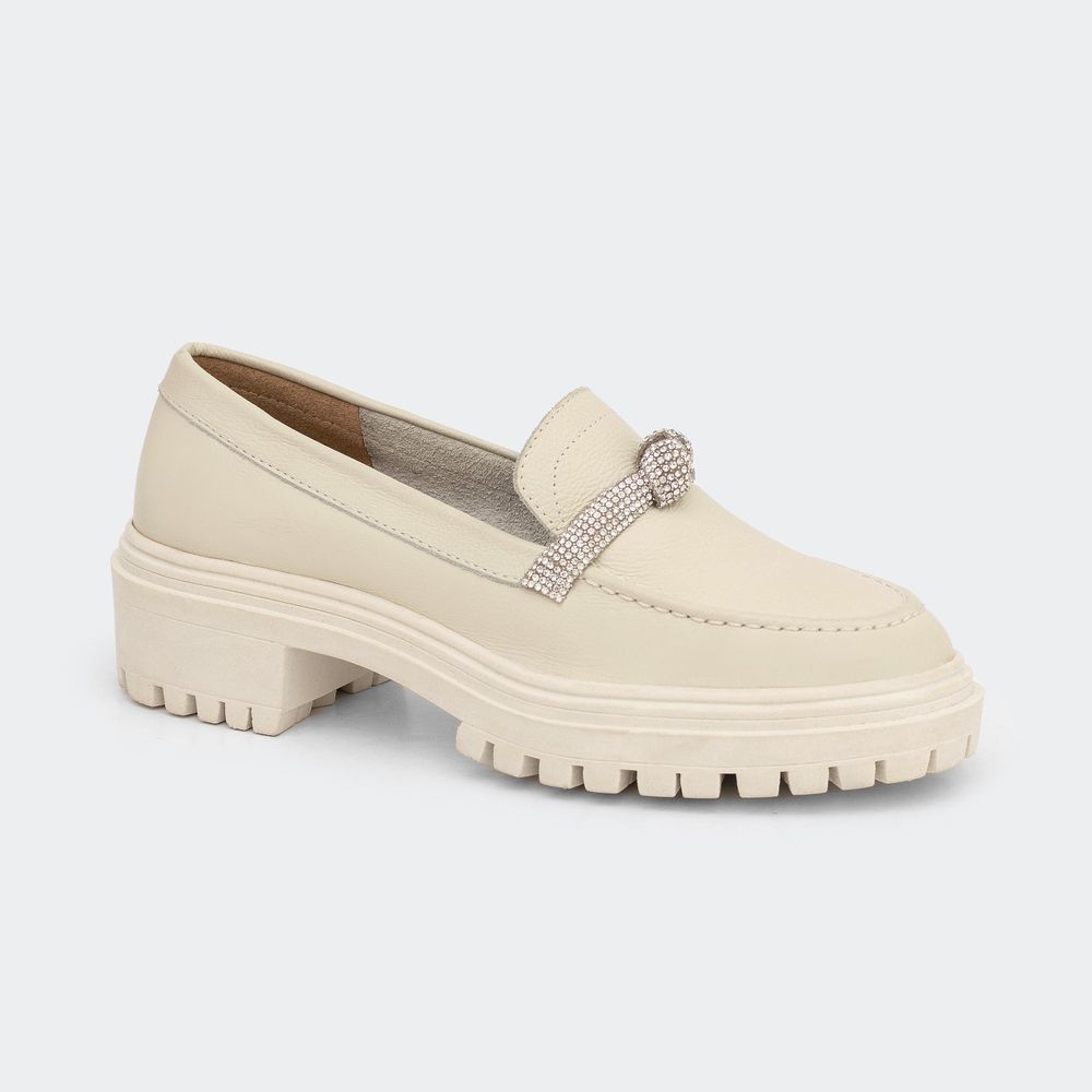 Mocassim Villa Griffe Nó Strass - Duda Off White - Villa Griffe