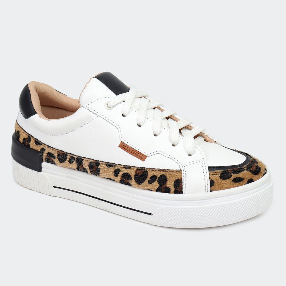 Tênis Sunny Branco Animal Print Villa Griffe - Villa Griffe