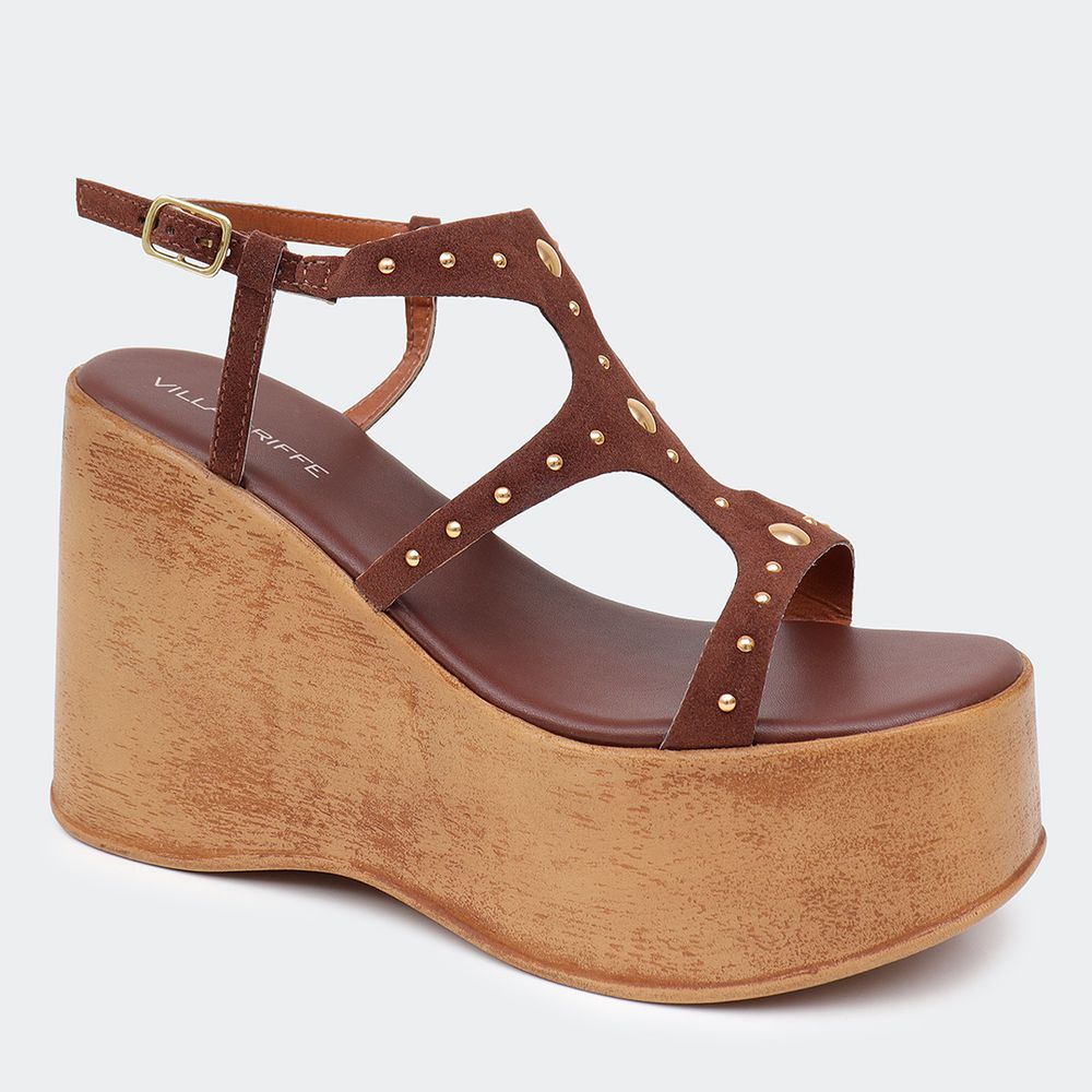 Sandália Flatform Téssia Café Villa Griffe - Villa Griffe