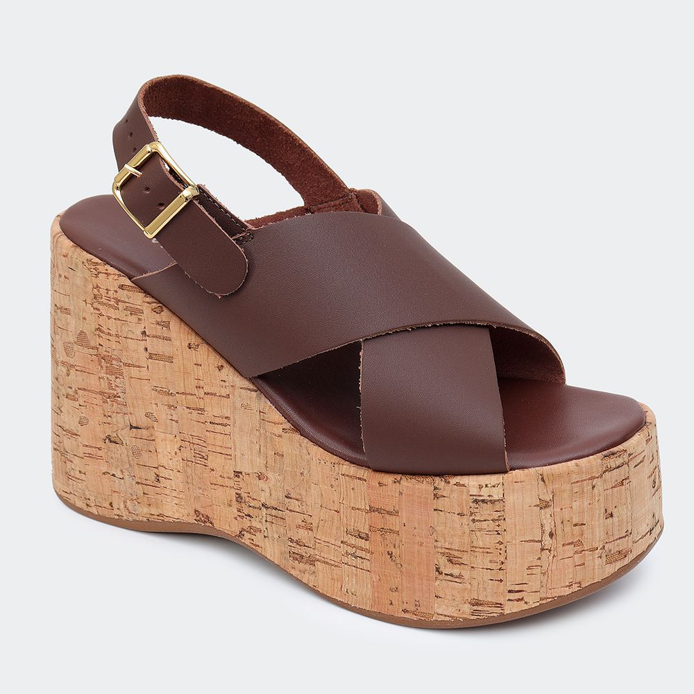 Sandália Flatform Jordana Café Villa Griffe - Villa Griffe