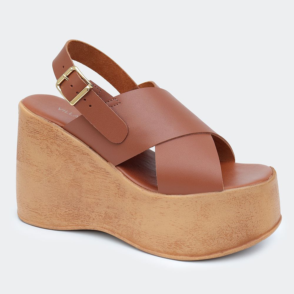 Sandália Flatform Ester Camel Villa Griffe - Villa Griffe