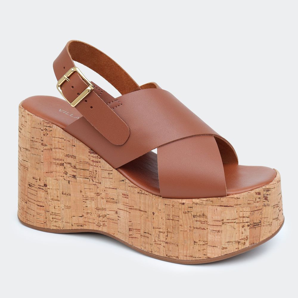 Sandália Flatform Jordana Camel Villa Griffe - Villa Griffe