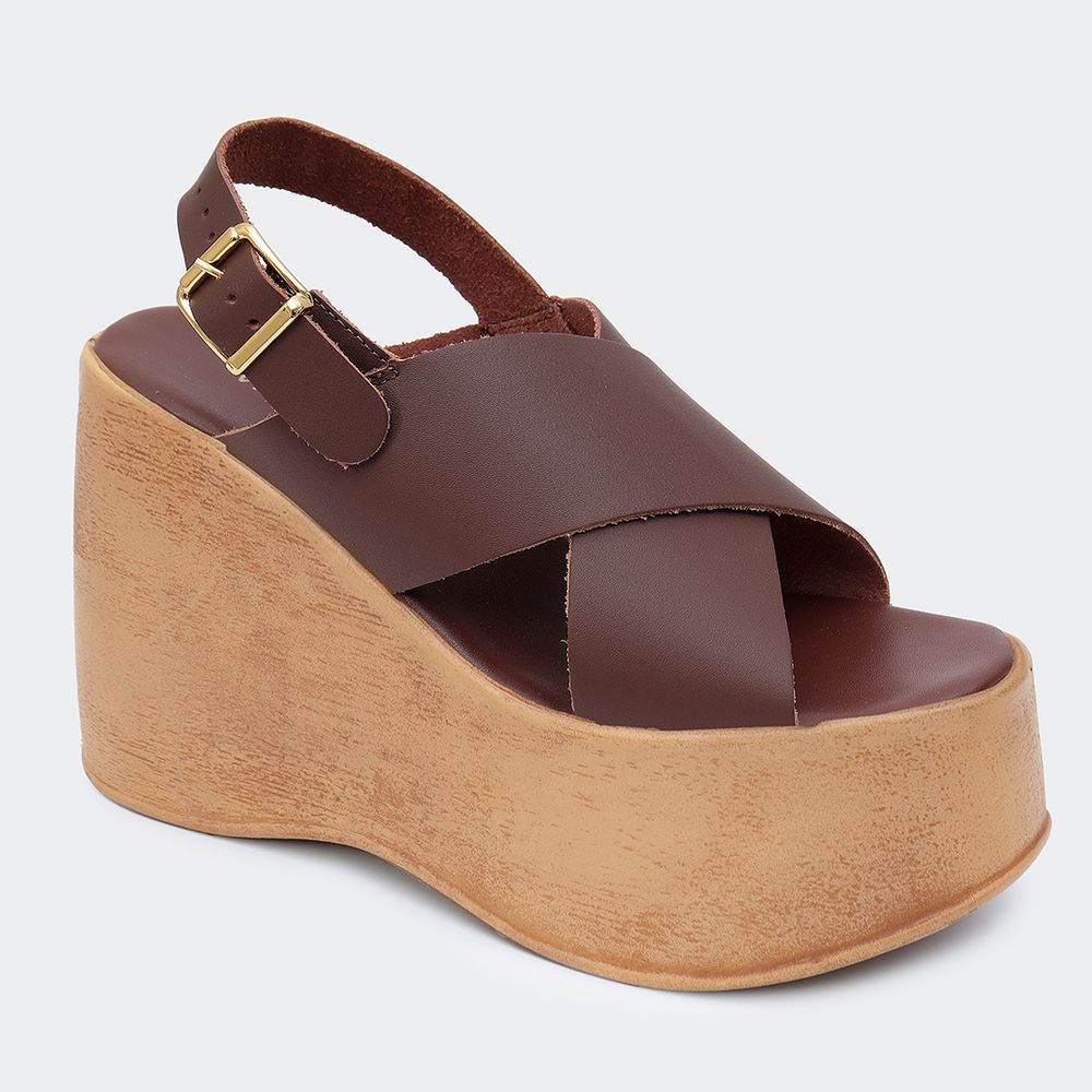 Sandália Flatform Ester Café Villa Griffe - Villa Griffe