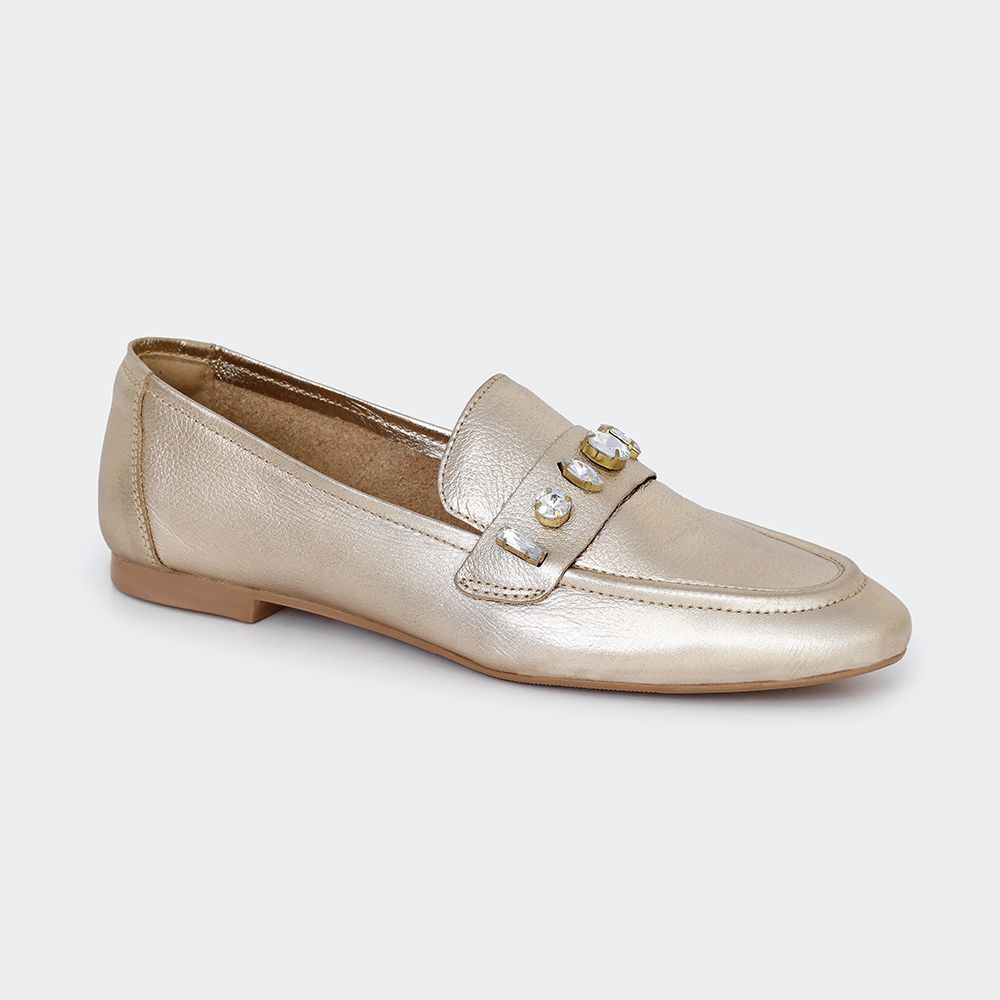 Loafer Villa Griffe Cristal - Anne Ouro Light - Villa Griffe