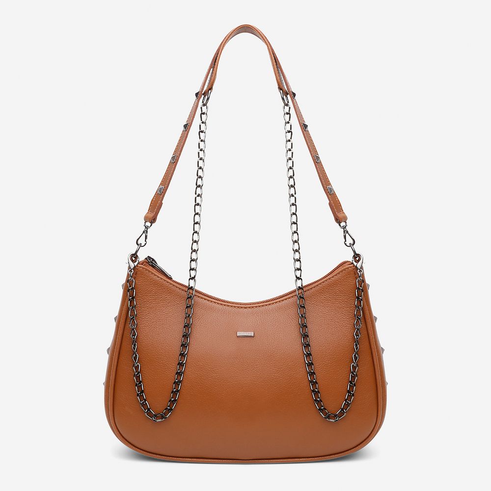Bolsa Feminina Couro Legítimo Yara com Sparkle e Alça Dupla