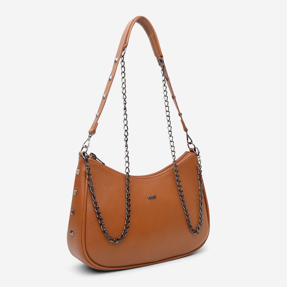 Bolsa Feminina Couro Legítimo Yara com Sparkle e Alça Dupla