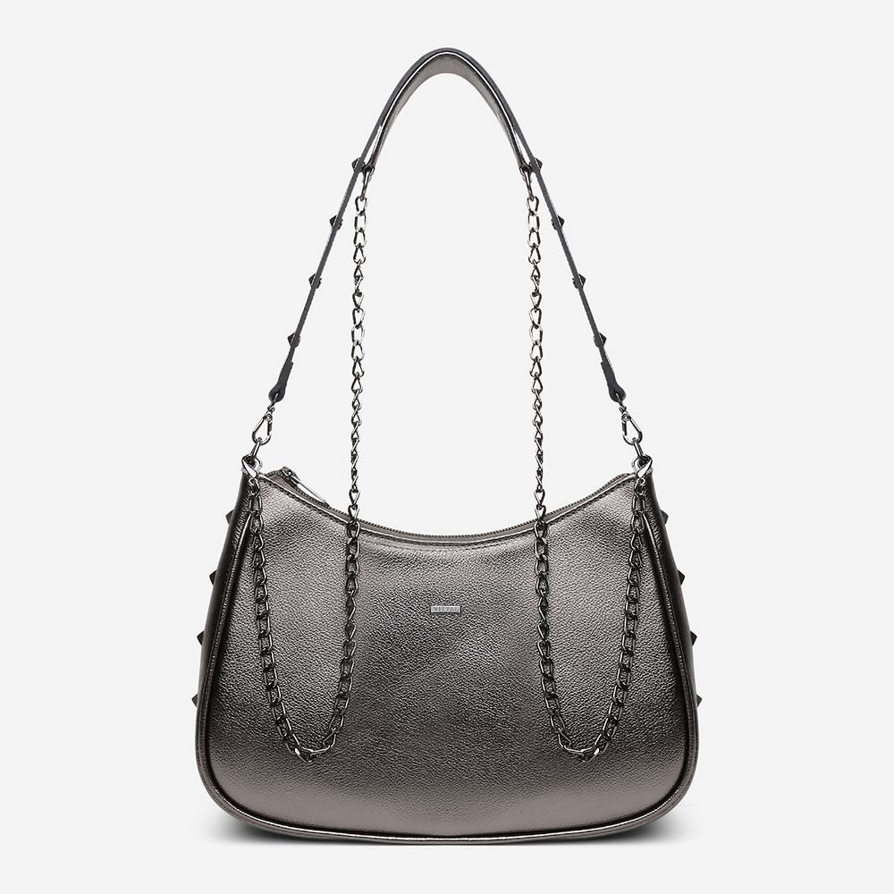 Bolsa Feminina Couro Legítimo Yara com Sparkle e Alça Dupla