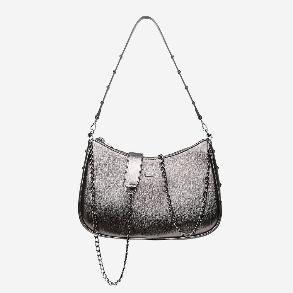 Bolsa Feminina Couro Legítimo Yara com Sparkle e Alça Dupla