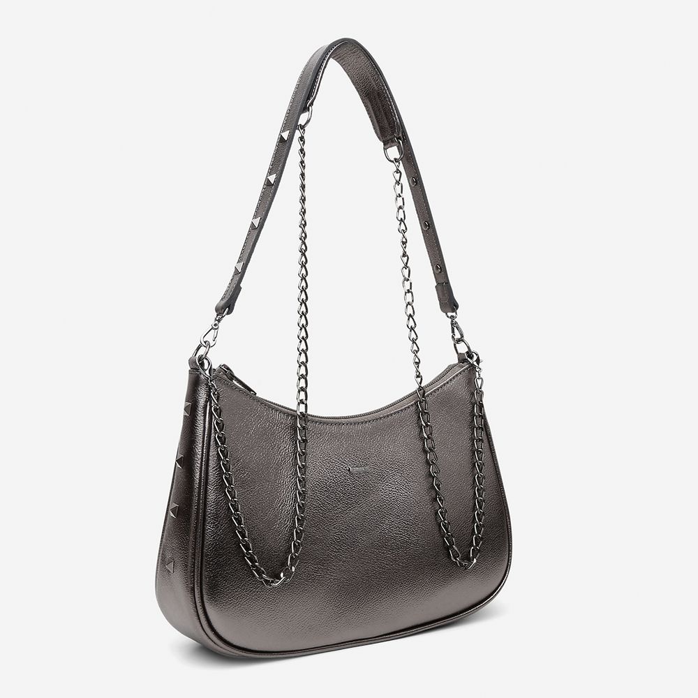 Bolsa Feminina Couro Legítimo Yara com Sparkle e Alça Dupla