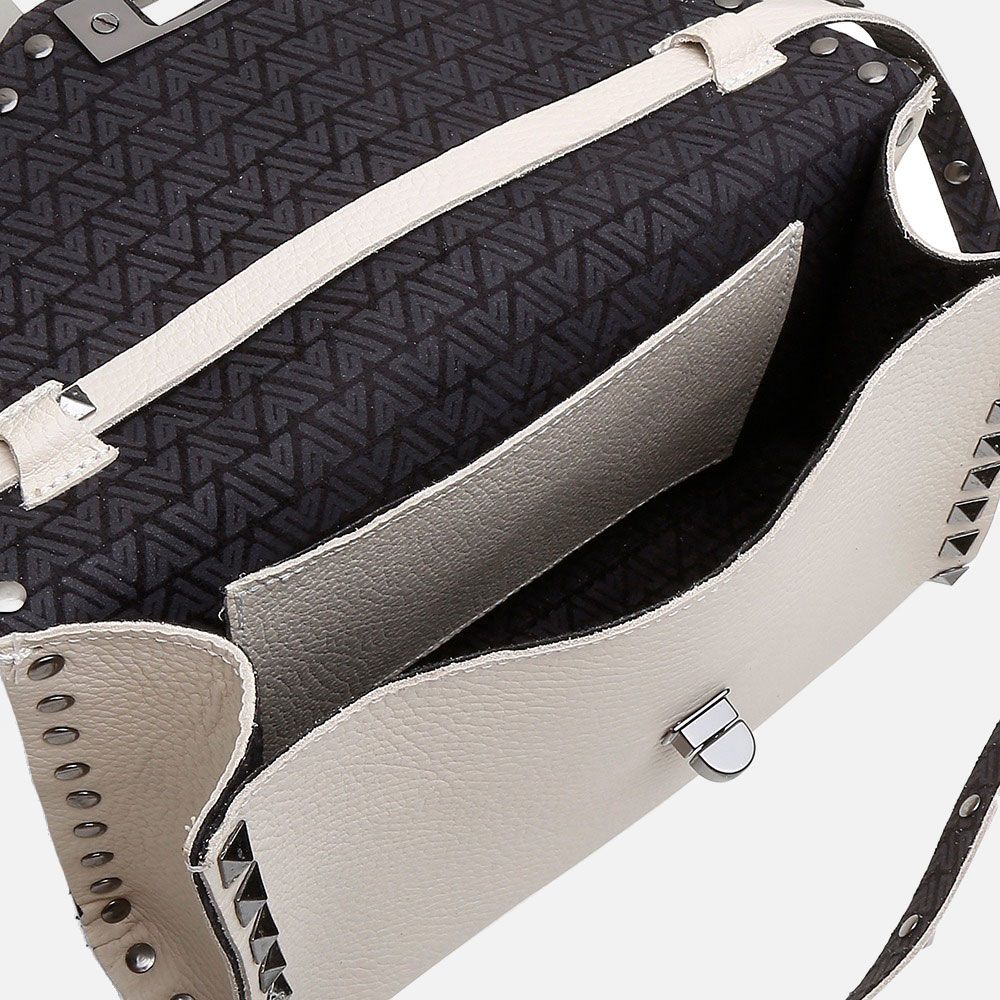 Bolsa Vittal Luxo em Couro Legitimo OffWhite Rico acabamento de Metais 