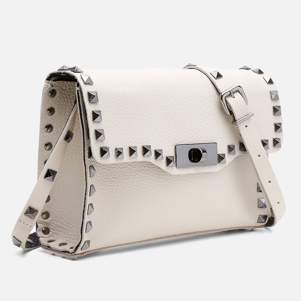 Bolsa Vittal Luxo em Couro Legitimo OffWhite Rico acabamento de Metais 