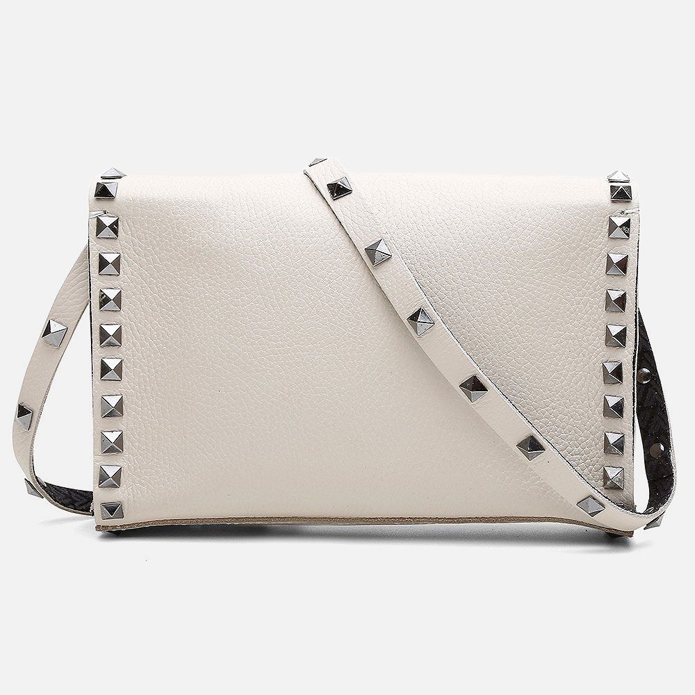 Bolsa Vittal Luxo em Couro Legitimo OffWhite Rico acabamento de Metais 
