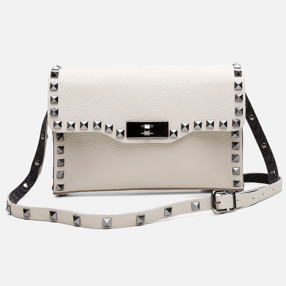 Bolsa Vittal Luxo em Couro Legitimo OffWhite Rico acabamento de Metais 
