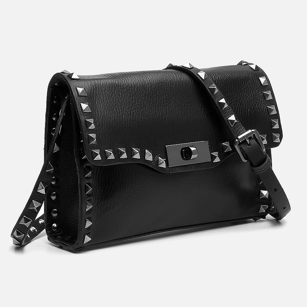 Bolsa Vittal Luxo em Couro Legitimo Preto Rico acabamento de Metais 
