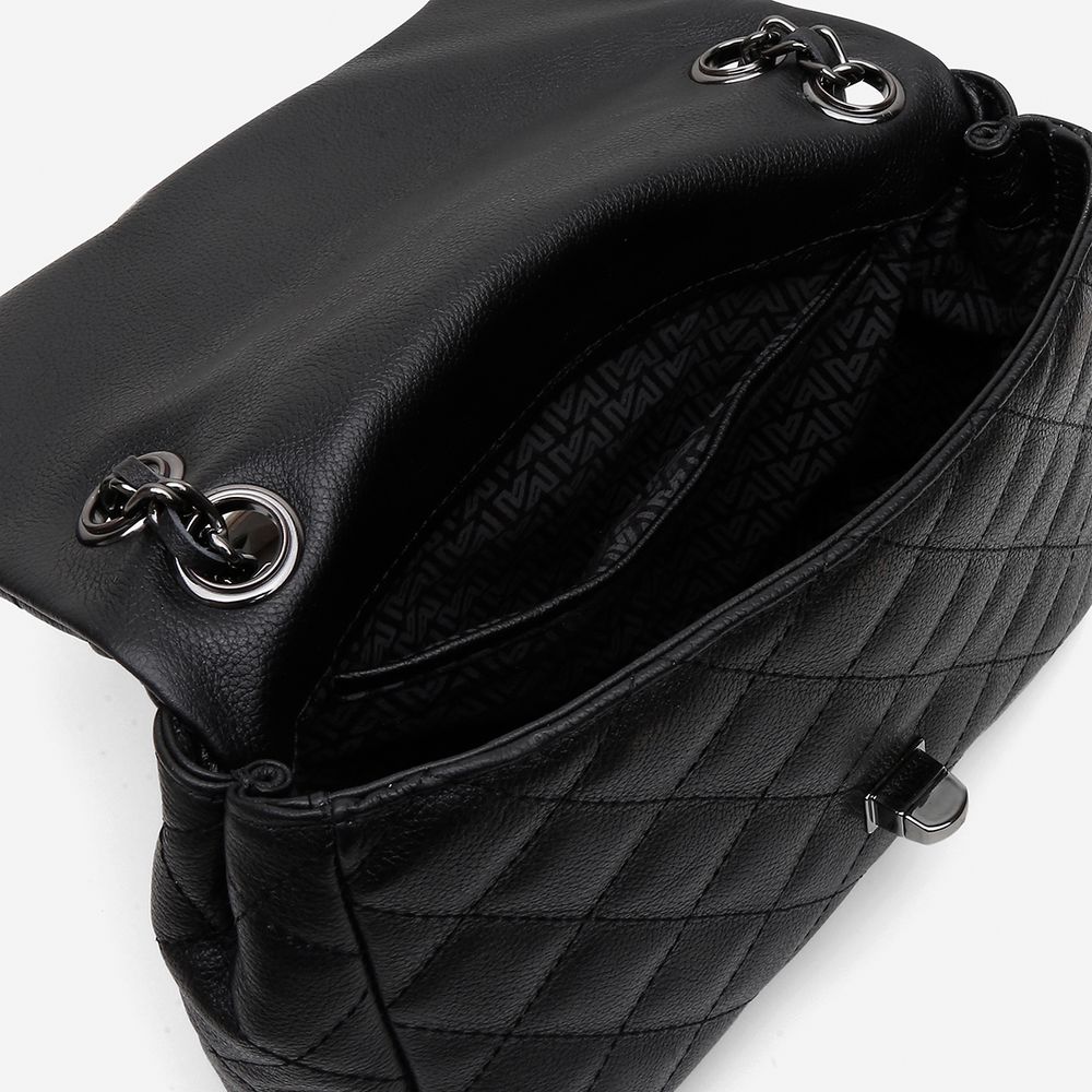 Bolsa Feminina de Couro Legítimo Preto Vittal Barbara Design Matelassê