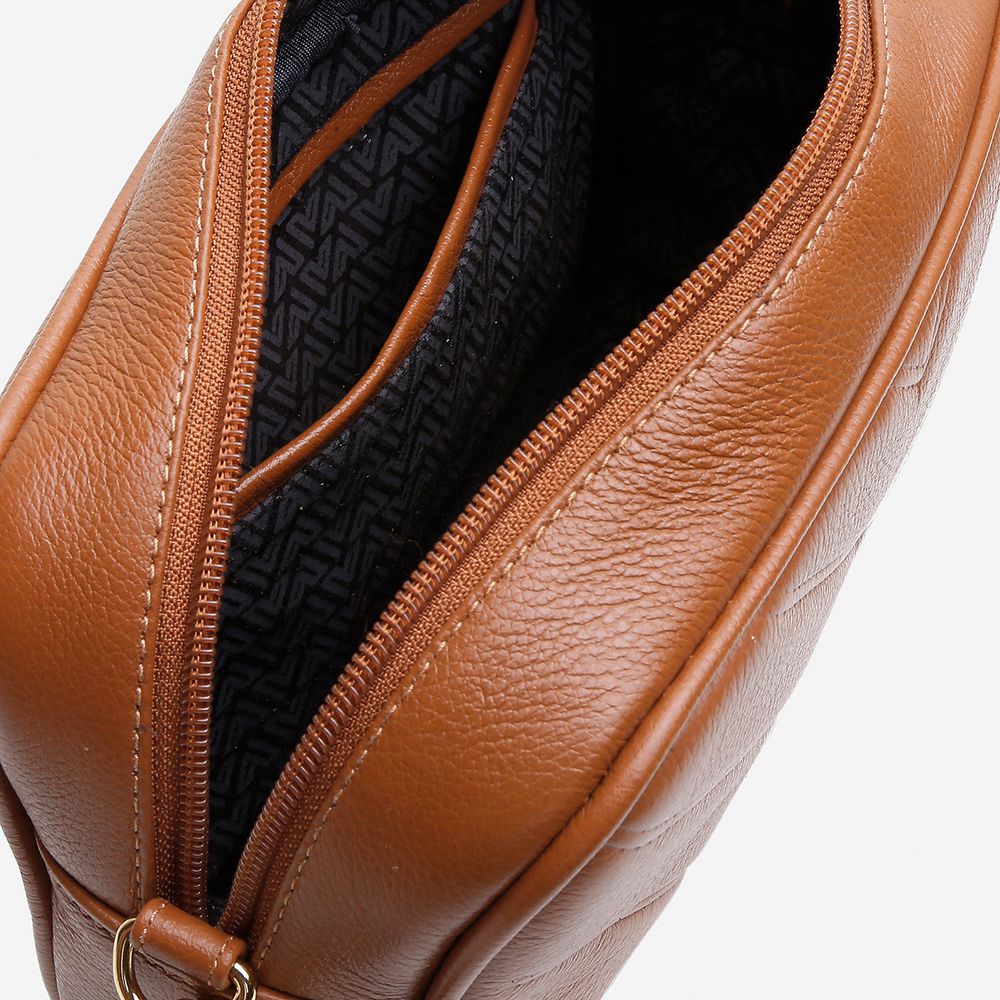 Bolsa Feminina Ana em Couro Legitimo Caramelo Vittal