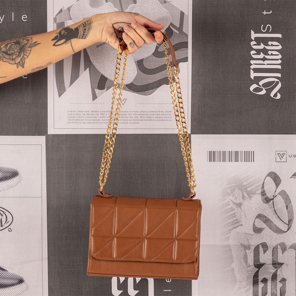 Bolsa Feminina Aline em Couro Legitimo Caramelo Vittal