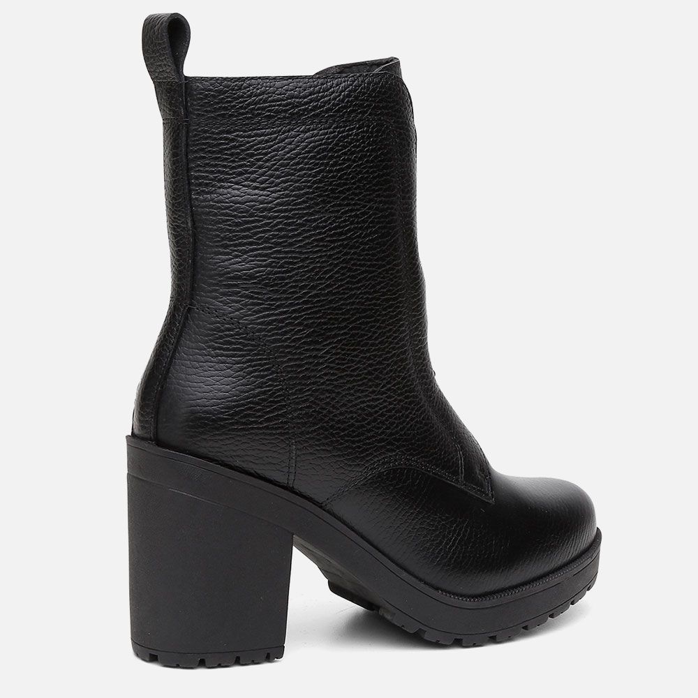 Bota Coturno Feminino Vittal Julia Salto Alto com Elástico e Zíper Preto 