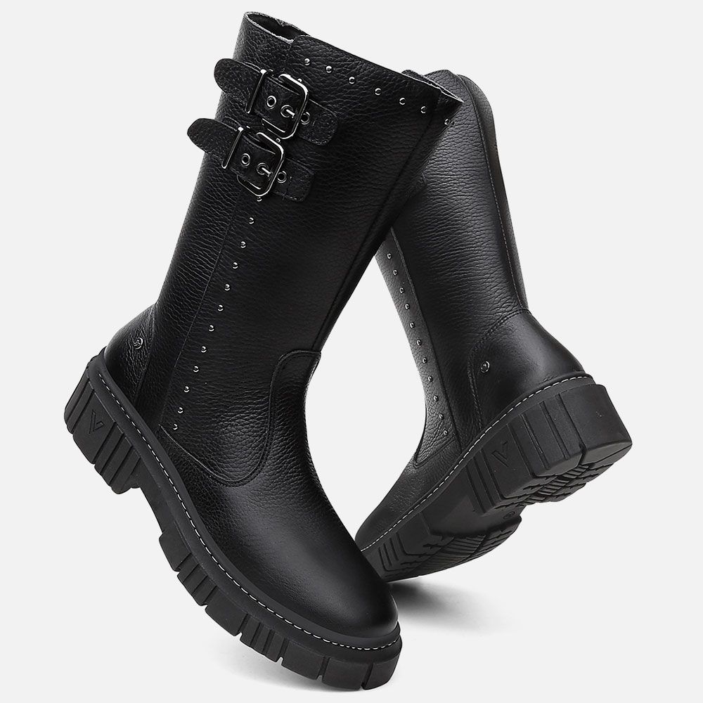 Bota Feminina Montaria Grazi em Couro Legitimo com Fivela 