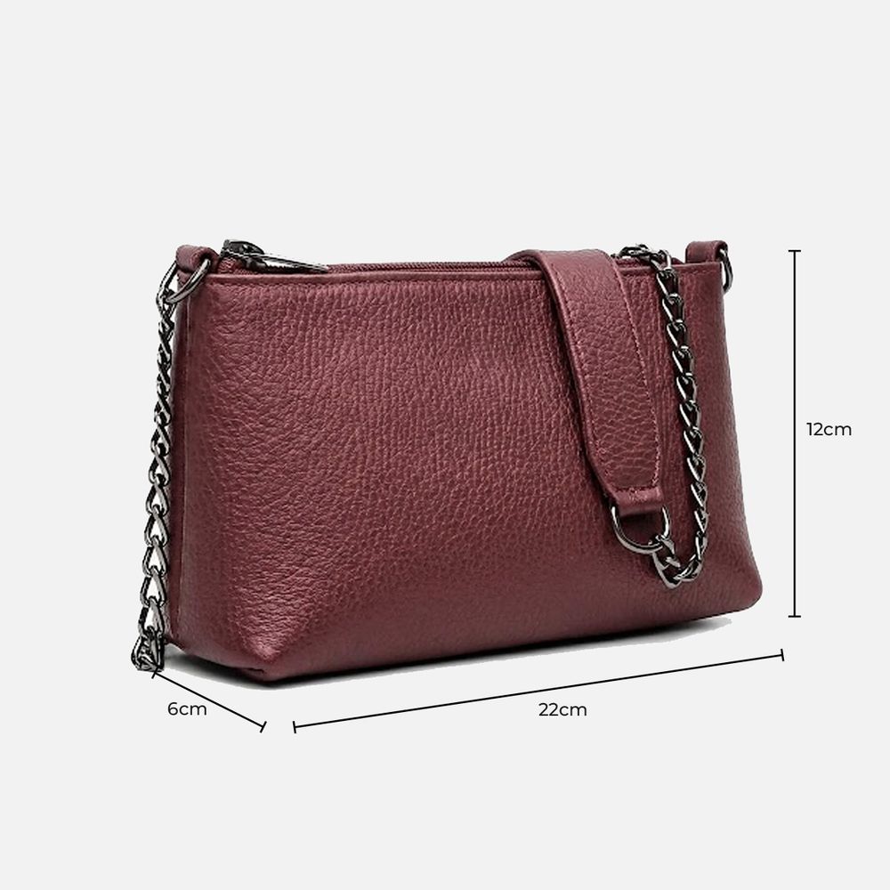 Bolsa Feminina Vittal Clutch Annelise em Couro Legitimo Bordo Alça Corrente