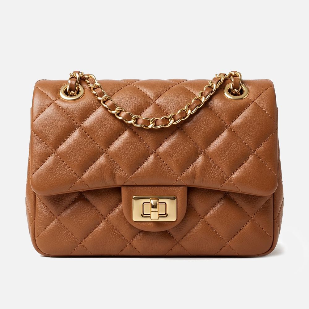 Bolsa Feminina de Couro Legítimo Caramelo Vittal Cecilia