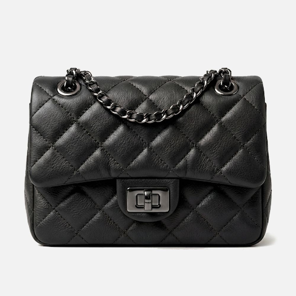 Bolsa Feminina de Couro Legítimo Preto Vittal Cecilia
