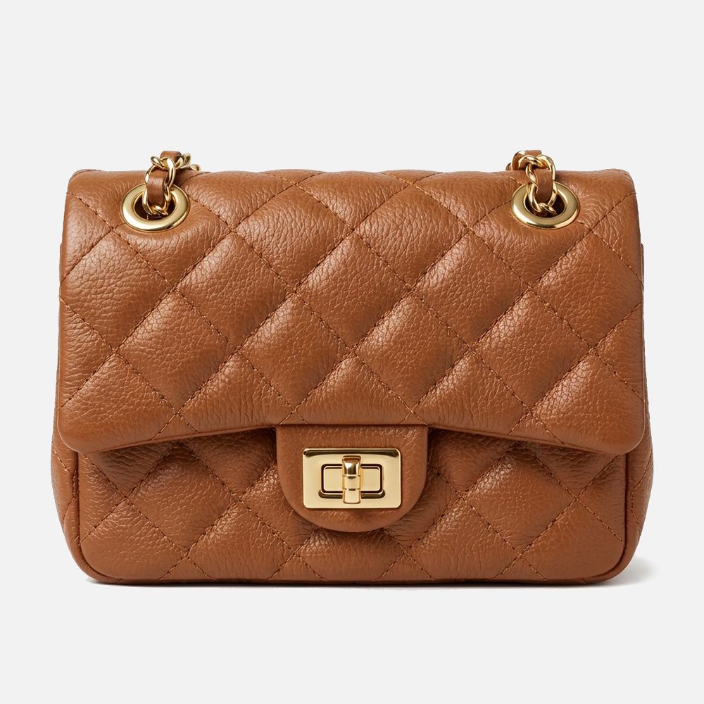 Bolsa Feminina de Couro Legítimo Caramelo Vittal Cecilia