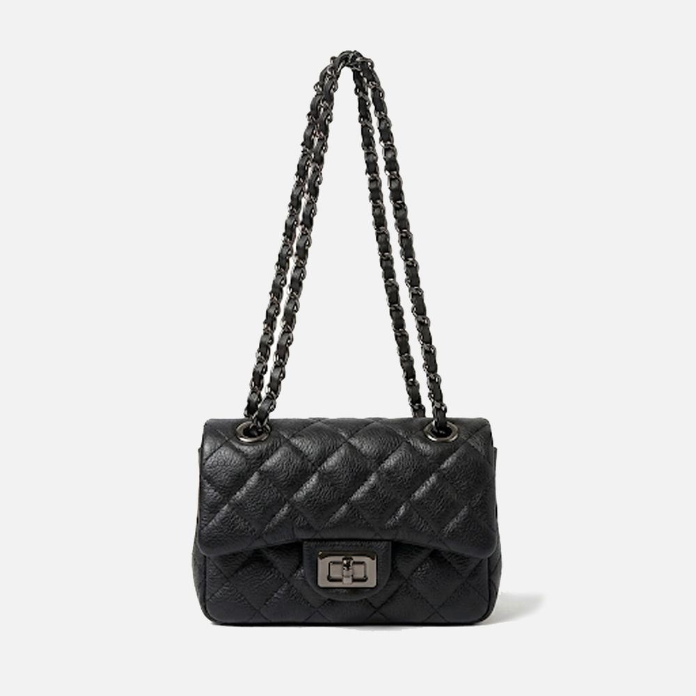 Bolsa Feminina de Couro Legítimo Preto Vittal Cecilia