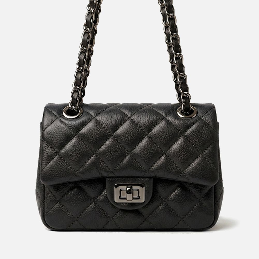 Bolsa Feminina de Couro Legítimo Preto Vittal Cecilia