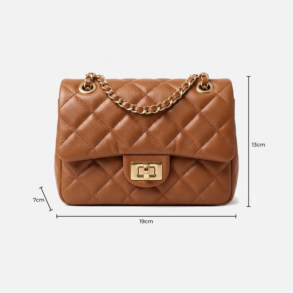 Bolsa Feminina de Couro Legítimo Caramelo Vittal Cecilia