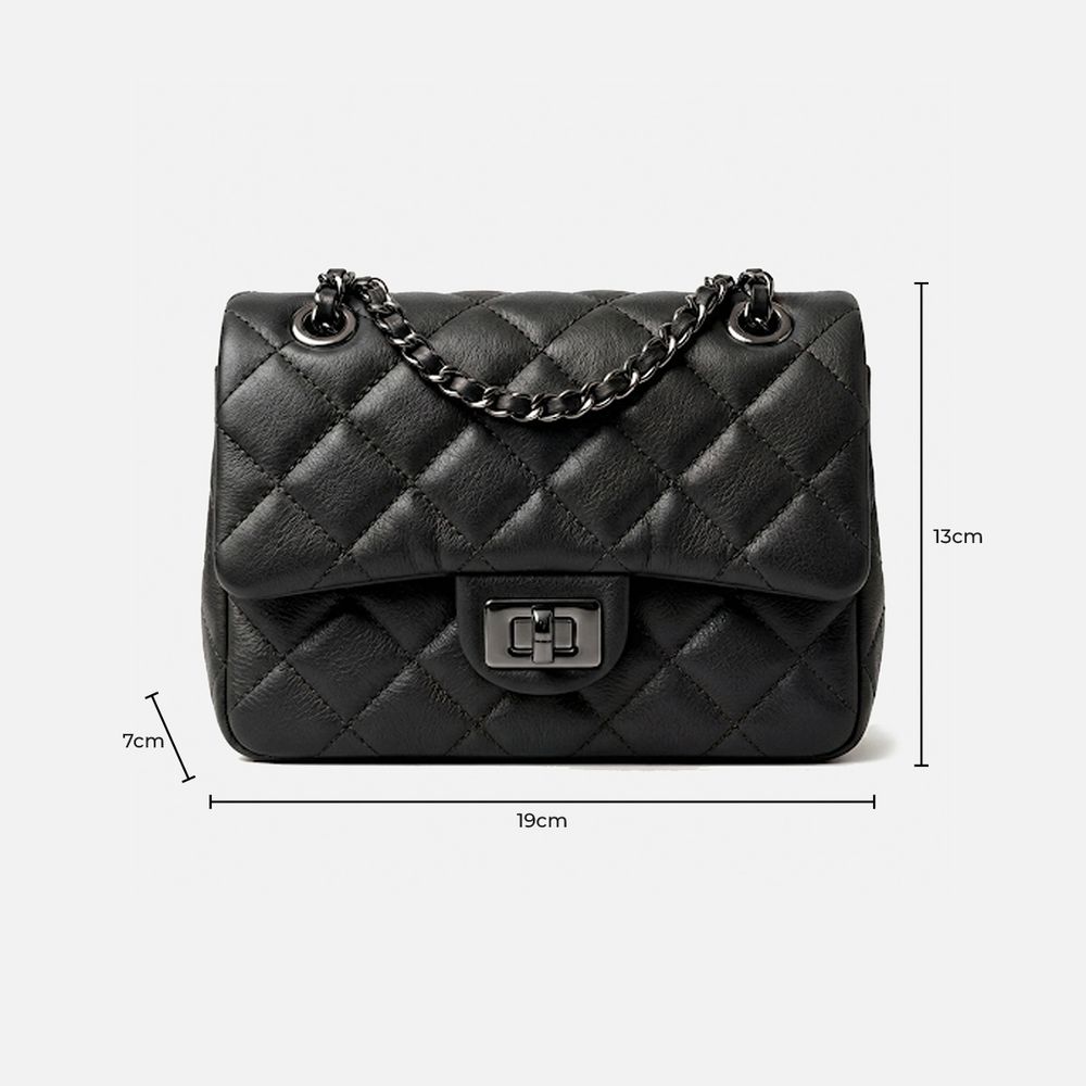 Bolsa Feminina de Couro Legítimo Preto Vittal Cecilia