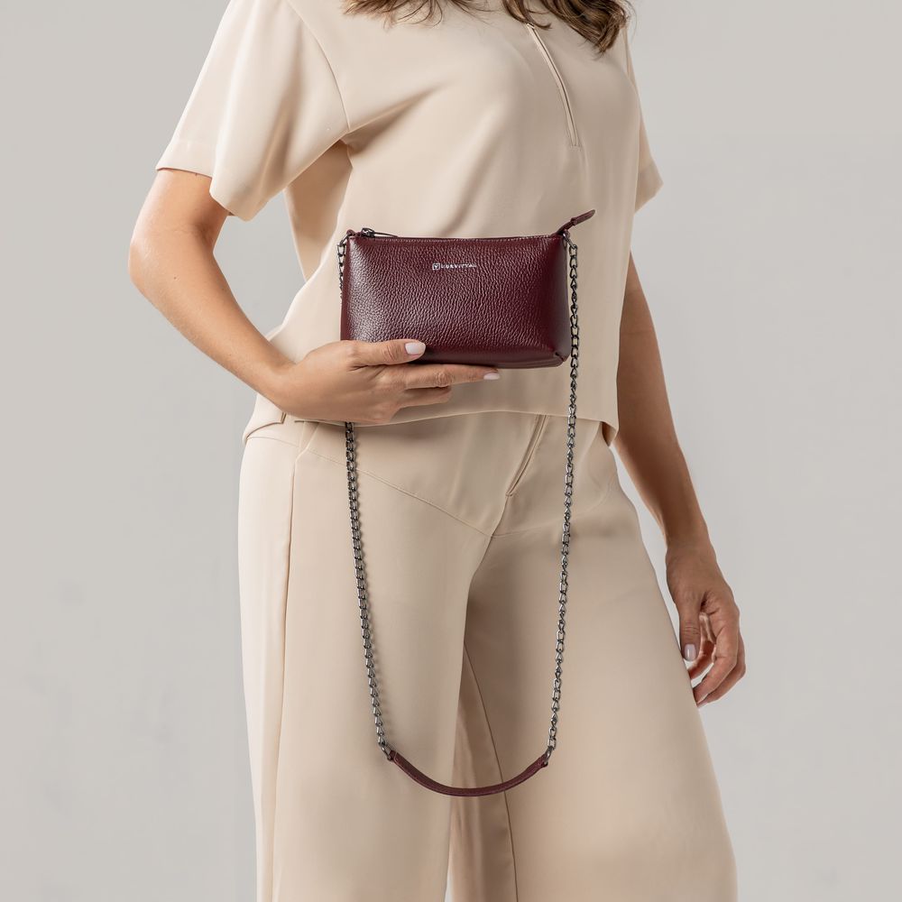 Bolsa Feminina Vittal Clutch Annelise em Couro Legitimo Bordo Alça Corrente