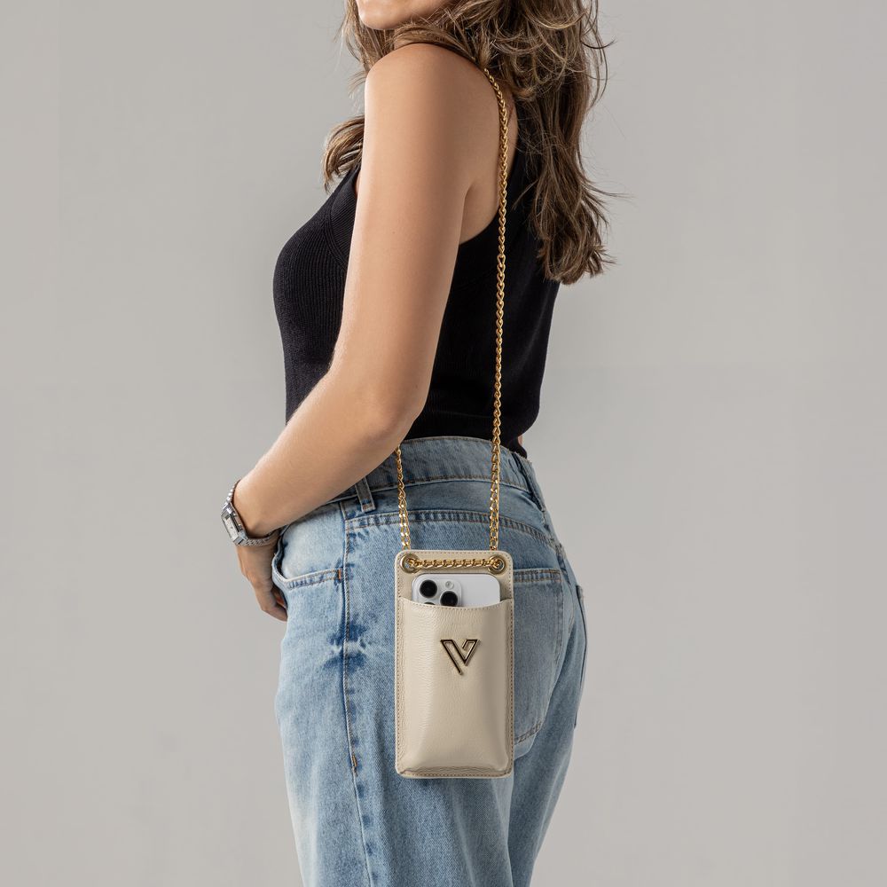 Porta Celular Vittal Kátia em Couro OffWhite