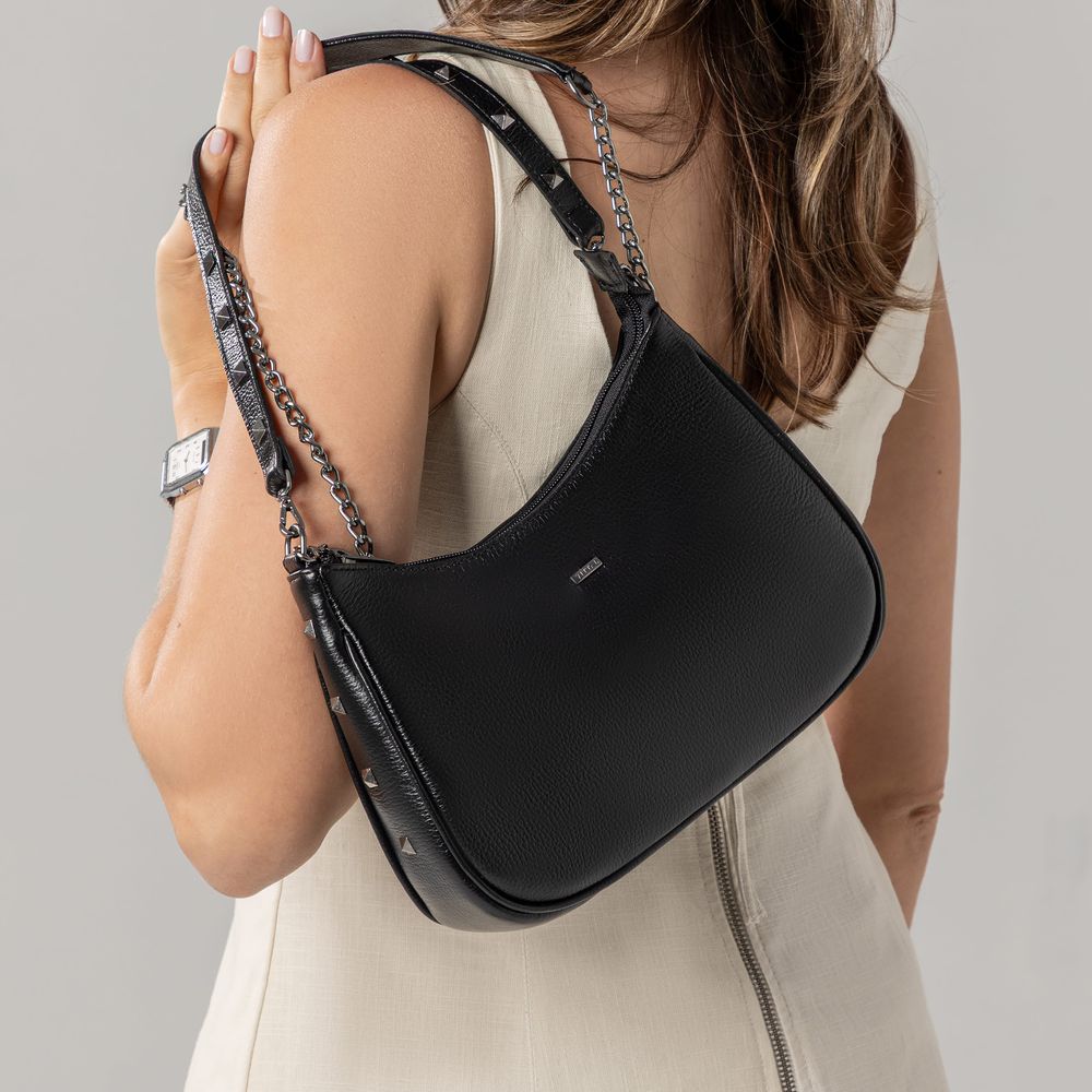 Bolsa Feminina Couro Legítimo Yara com Sparkle e Alça Dupla