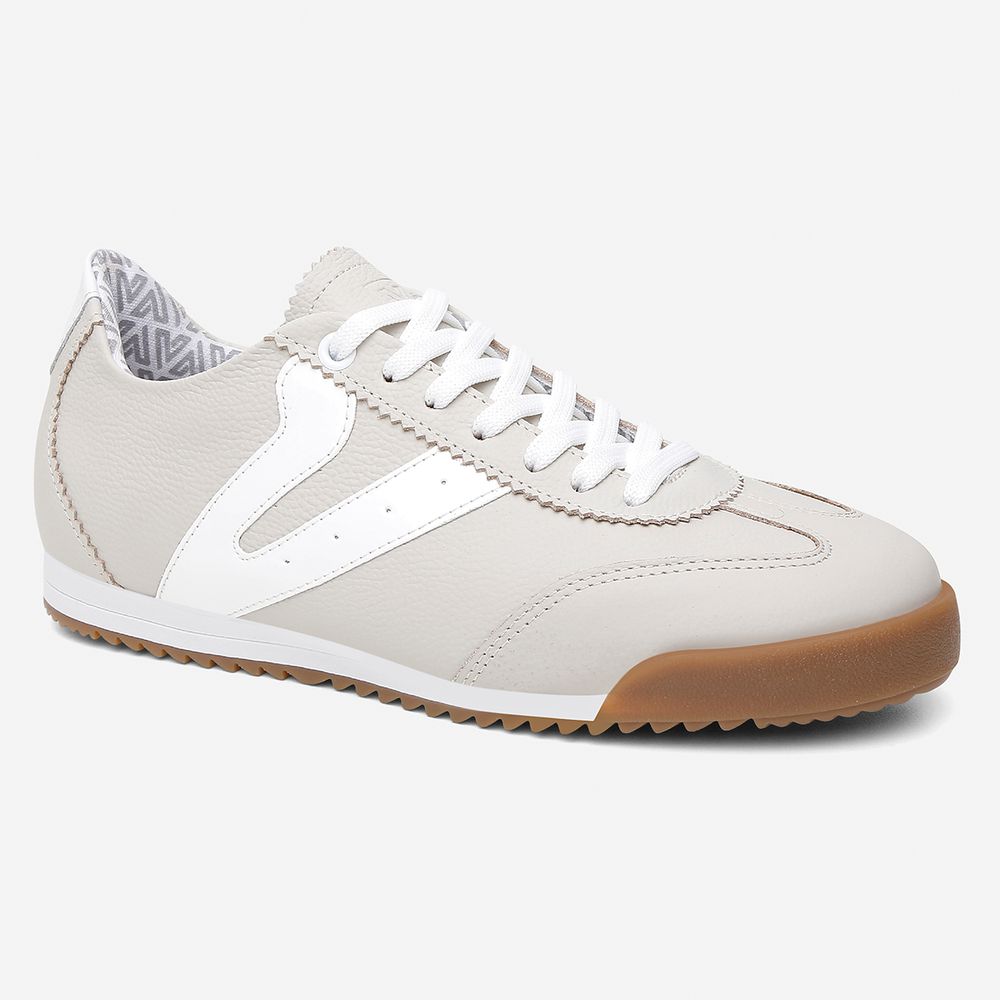 Tênis Feminino Couro Legítimo Naomi OffWhite Casual Vittal Clássico Retrô