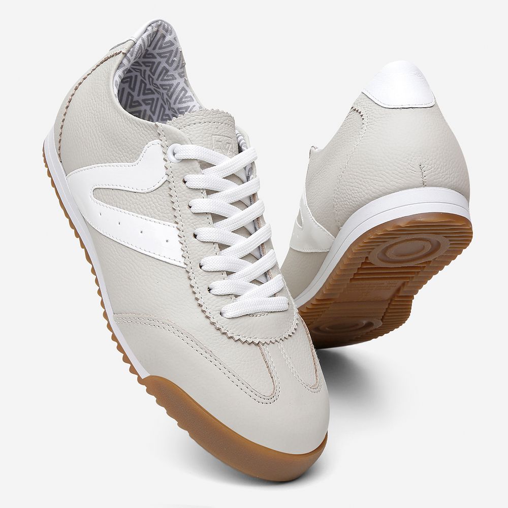 Tênis Feminino Couro Legítimo Naomi OffWhite Casual Vittal Clássico Retrô