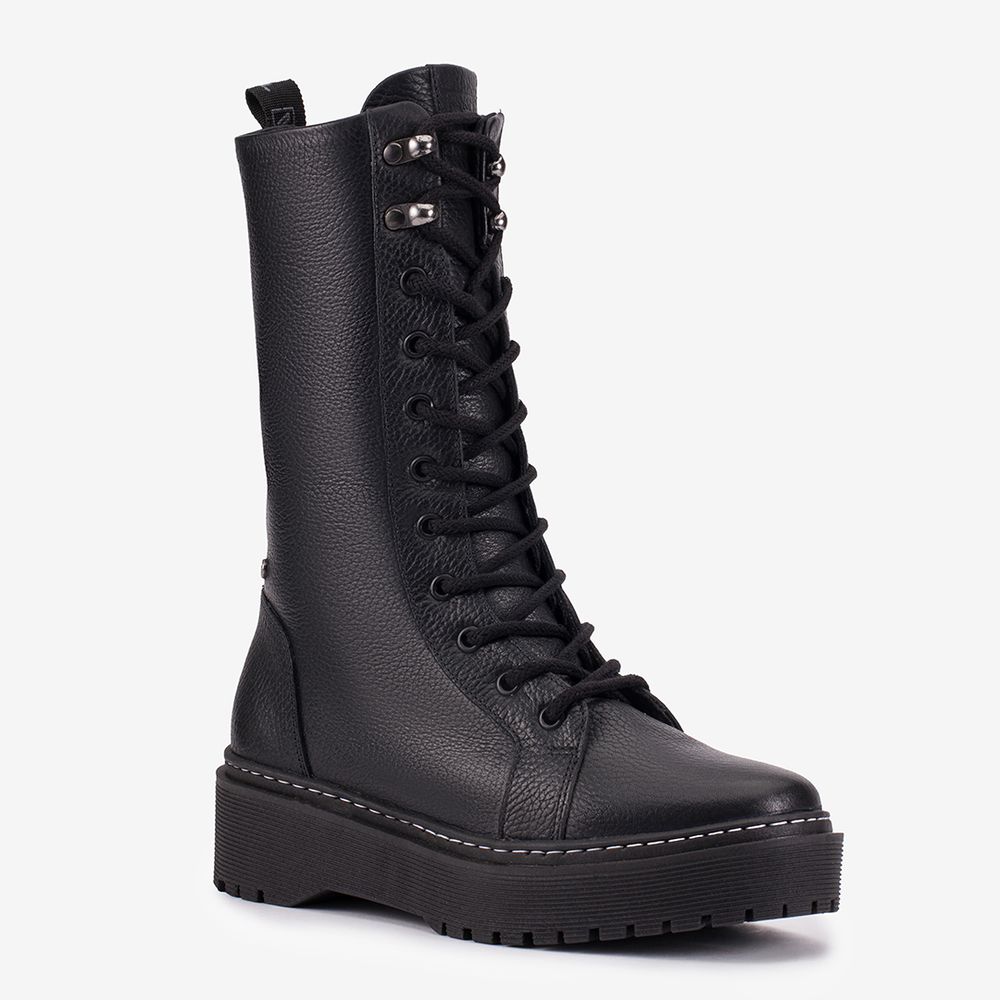 Coturno Feminino Vittal Aurora em Couro Legitimo Cano Alto