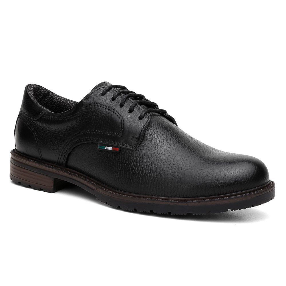 Sapatênis Masculino Oxford Couro Legítimo Preto 