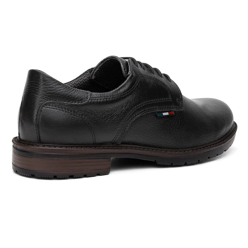 Sapatênis Masculino Oxford Couro Legítimo Preto 