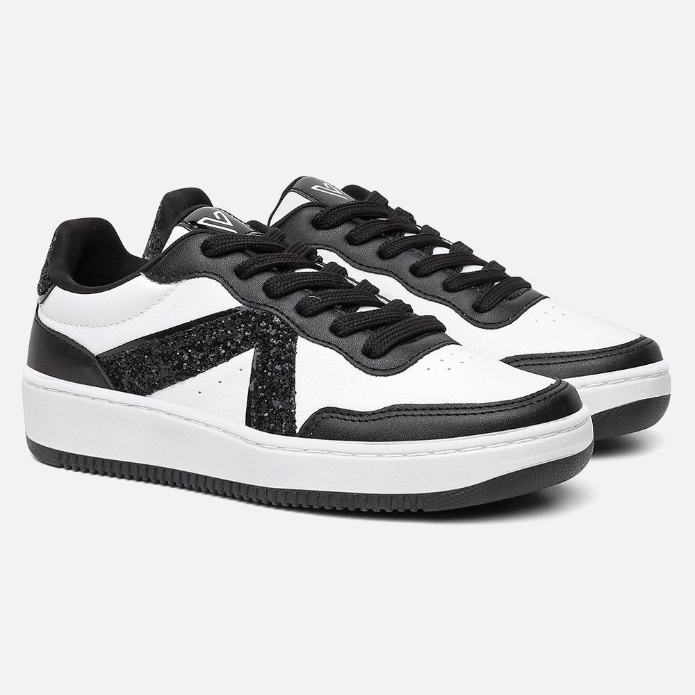 Tênis Feminino Casual Eloá Branco e Preto Vittal