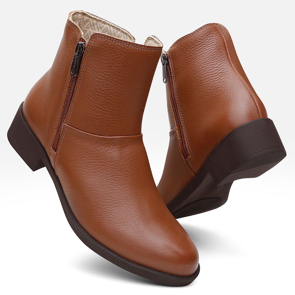 Bota Feminina Caramelo Thayla Vittal Em Couro