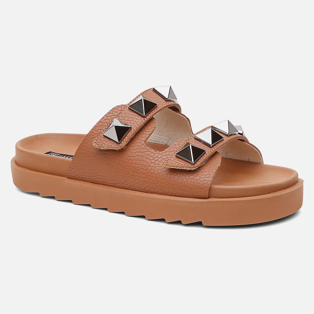 Sandália Birken Feminina Em Couro Vittal Chiara Caramelo Com Sparkle