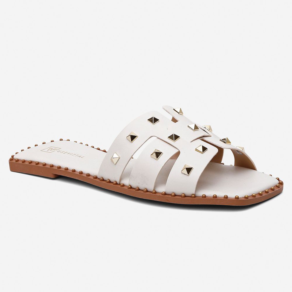 Sandália Rasteira Feminina Vittal Ananda Offwhite