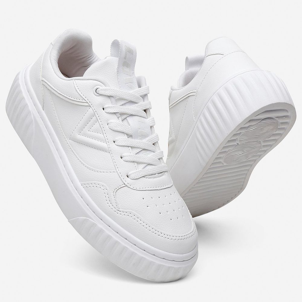 Tênis Feminino Vittal Sneakers Cyndi Branco Solado Flatform Confort