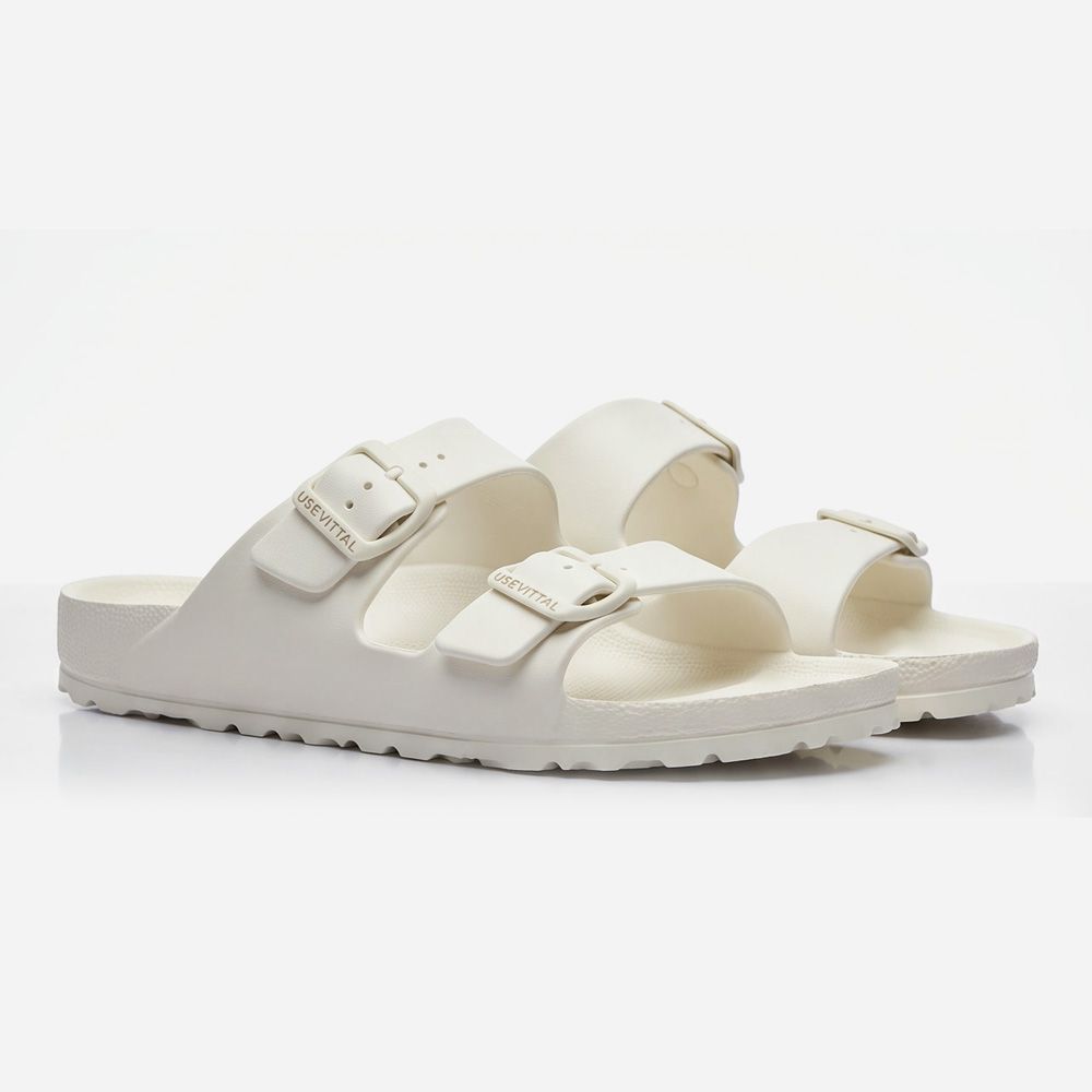 Sandália Papete Feminina 100% Eva 2 Fivelas Off White
