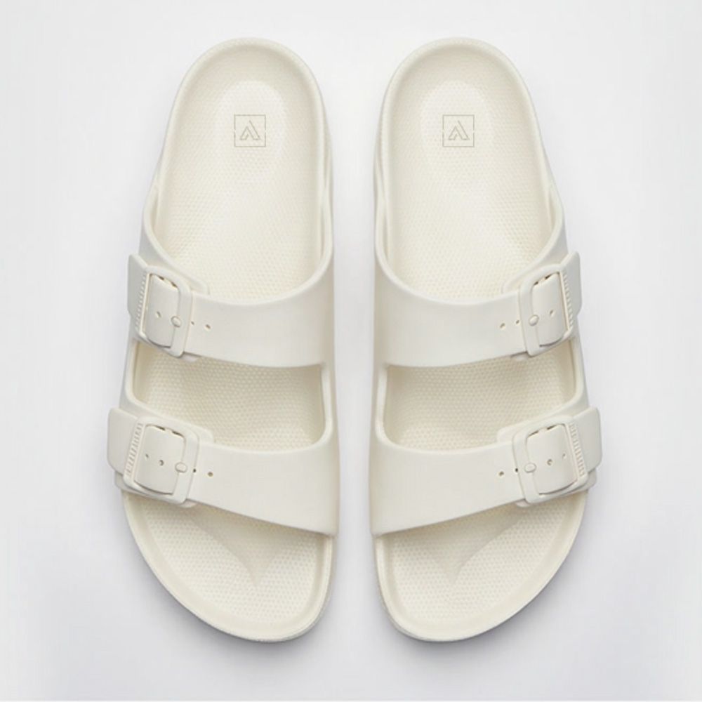 Sandália Papete Feminina 100% Eva 2 Fivelas Off White