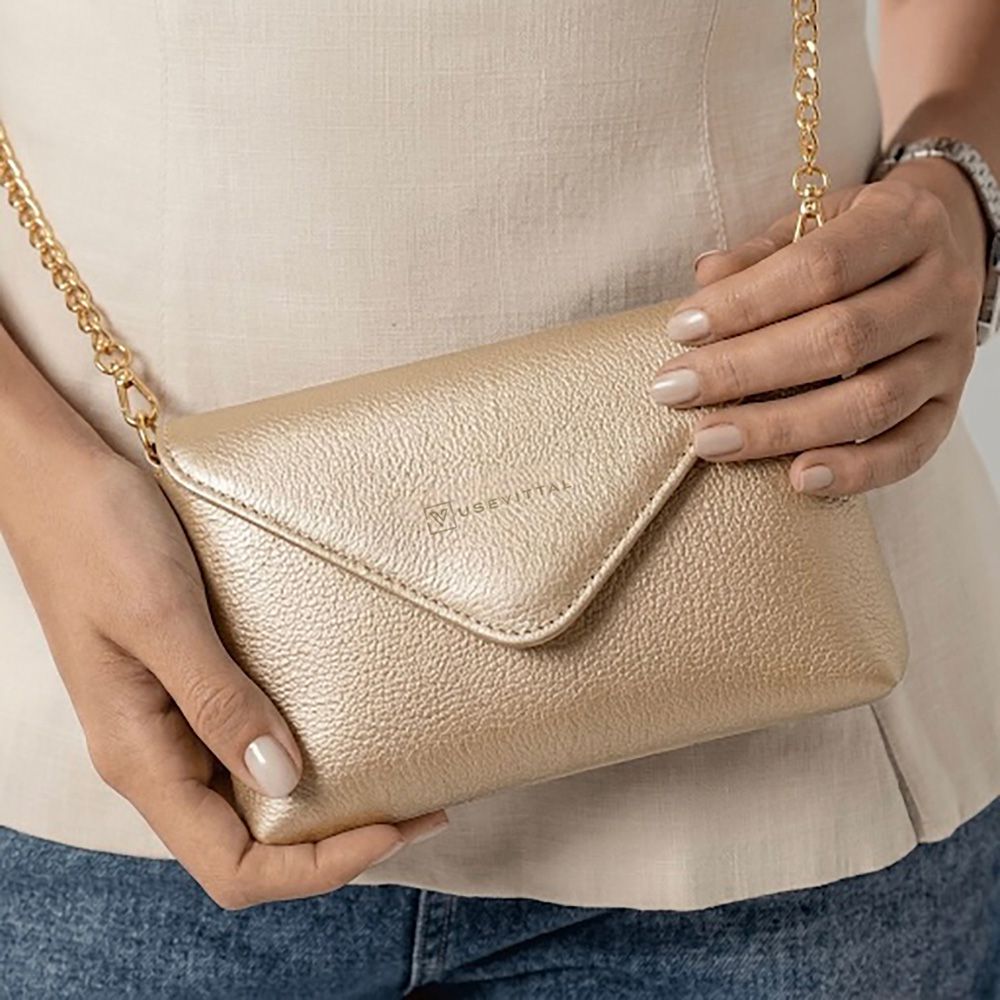 Bolsa Vittal Eloá em Couro Legítimo Dourada