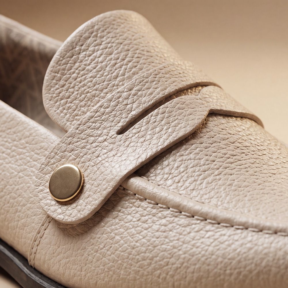 Mocassim Feminino Vittal Mara em Couro Legítimo OffWhite com 2 Fivelas Removíveis